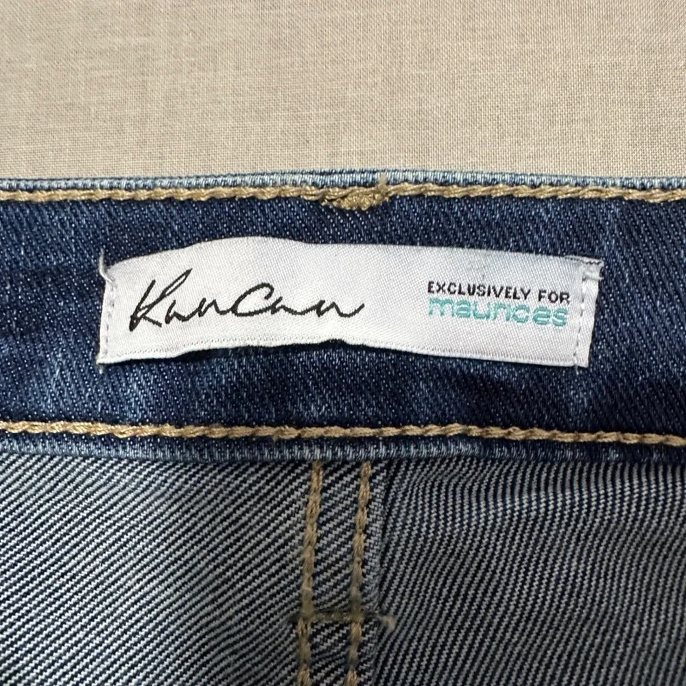 KanCan Women's 28 Jeans Blue High Rise Button Fly Distressed Raw Hem Boho
